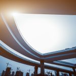view under the urban overpass